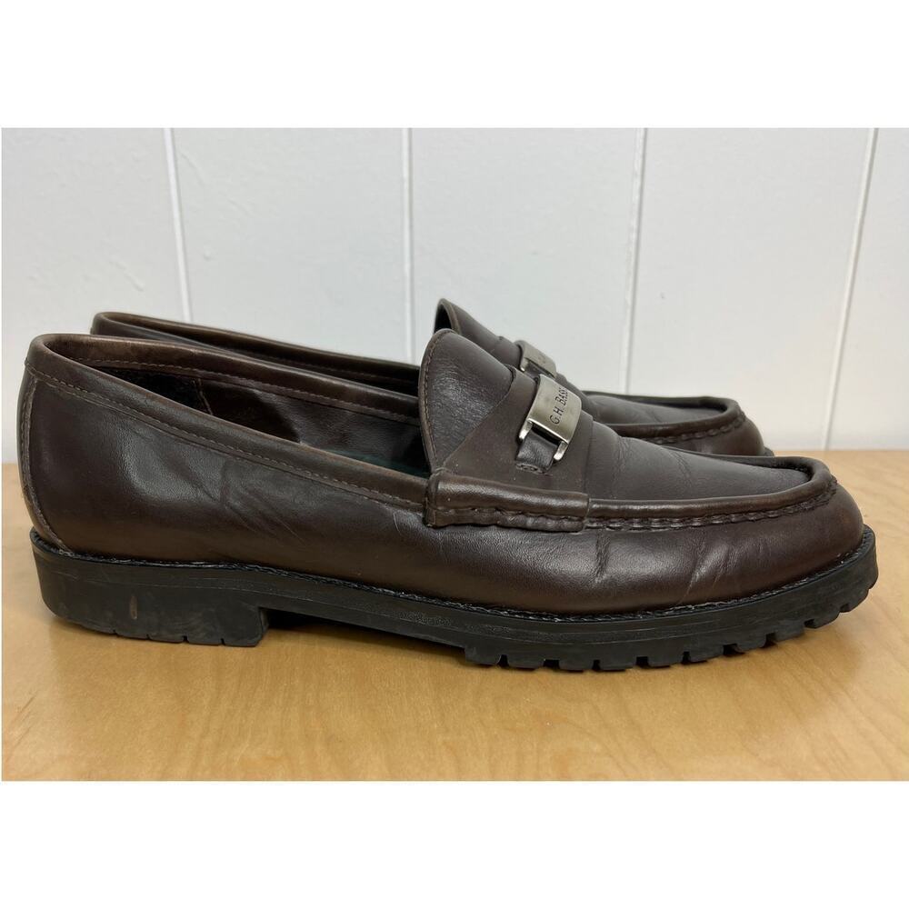 G.H.Bass Brown Leather Penny Loafers with‎ Metal Bar Women's Size 9